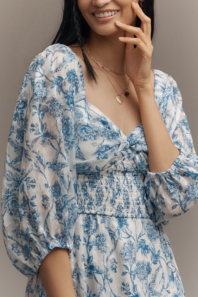 Hutch Twist-Front Smocked Midi Dress #1