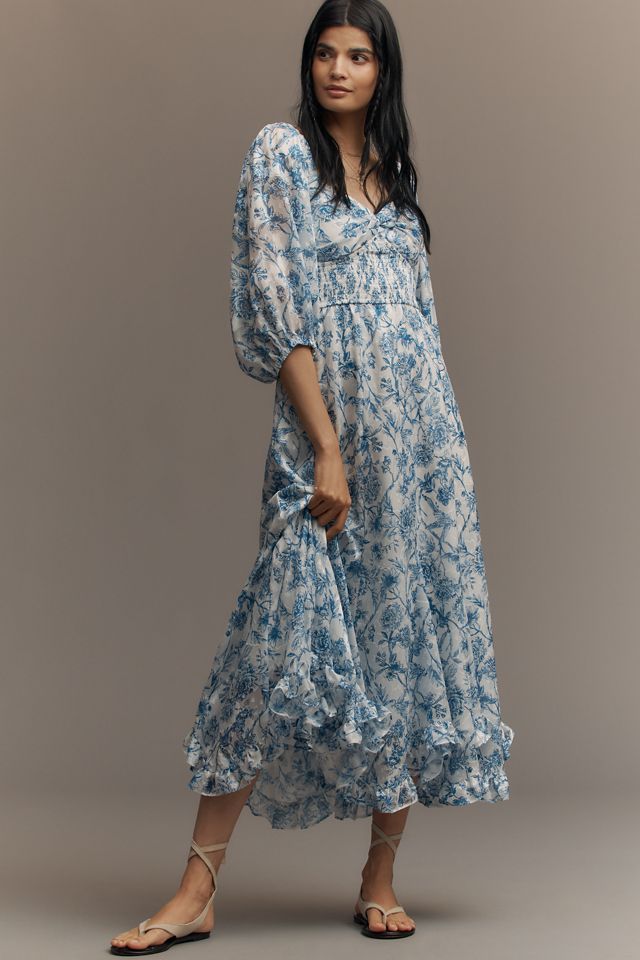 Hutch Twist-Front Smocked Midi Dress #2