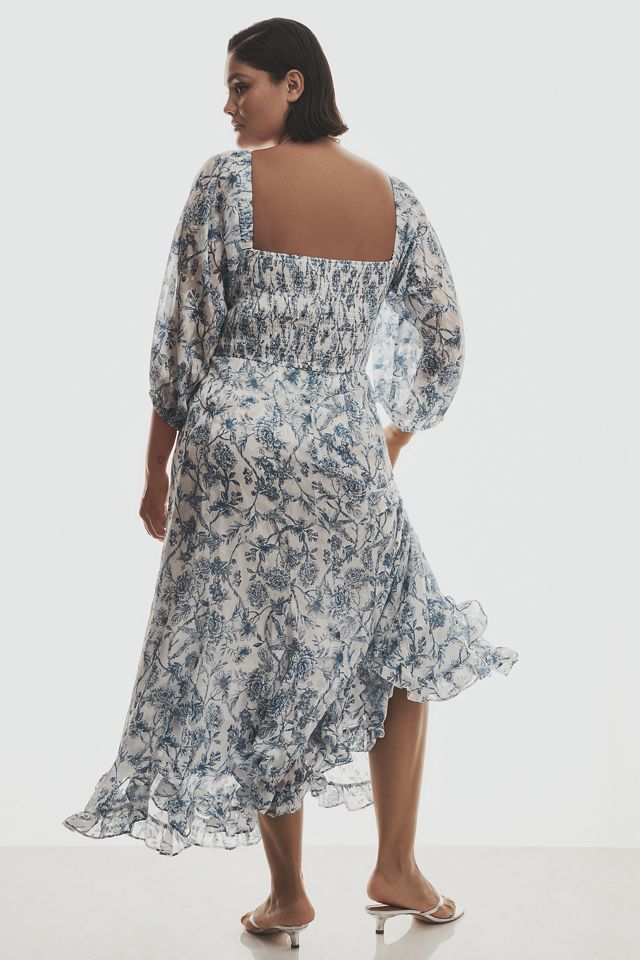 Hutch Twist-Front Smocked Midi Dress #6