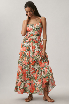 Hutch Hutton Sleeveless Square-neck Tiered Maxi Dress In Multi