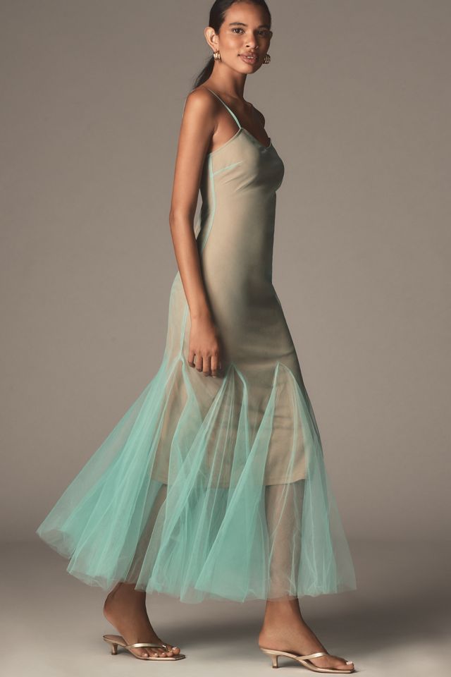 Hutch Two-Tone Sheer Sleeveless Ruffle-Hem Maxi Dress #3