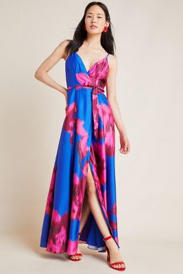 Hutch Harper Floral Wrap Dress In Blue Modesens