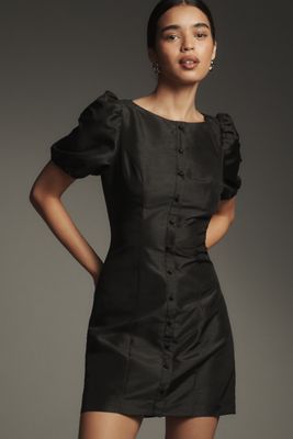Hutch Puff-Sleeve Boat-Neck Mini Dress