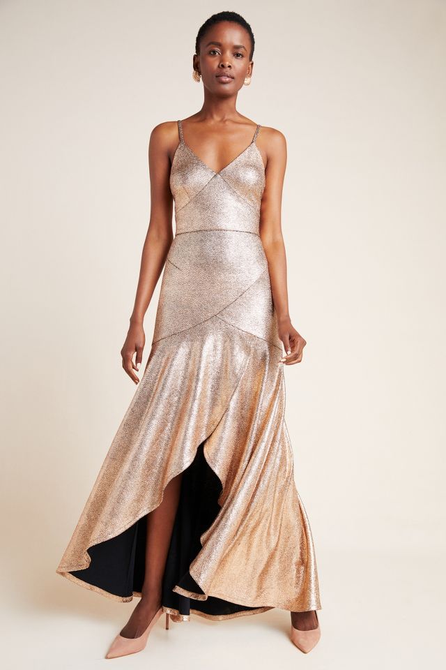 Vicki Metallic Maxi Dress in Gold