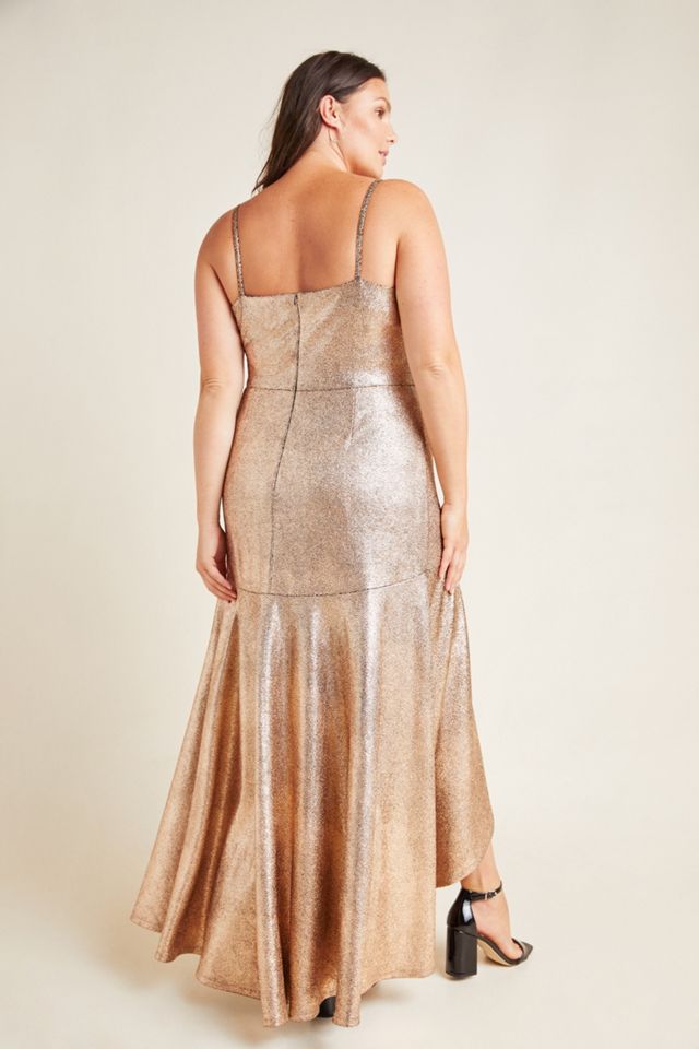 Vicki Metallic Maxi Dress in Gold