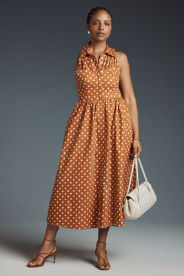 Hutch Vivian Sleeveless Midi Shirtdress In Brown