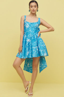 Sleeveless Back-Bow Basque-Waist Mini Dress