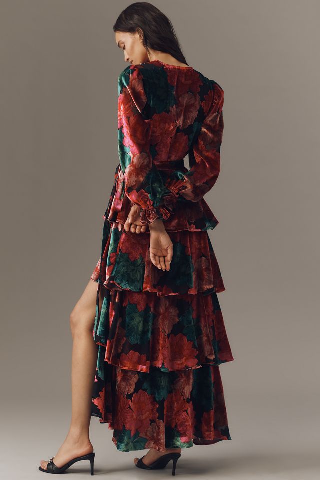 Hutch Wrap Ruffle Velvet Maxi Dress #1