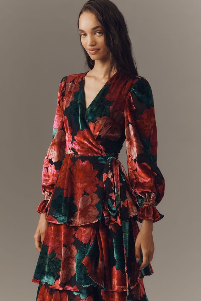 Hutch Wrap Ruffle Velvet Maxi Dress #2