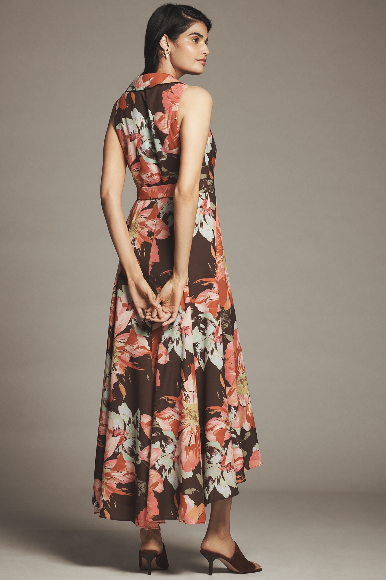 Hutch Velva Sleeveless Collared Wrap Midi Dress