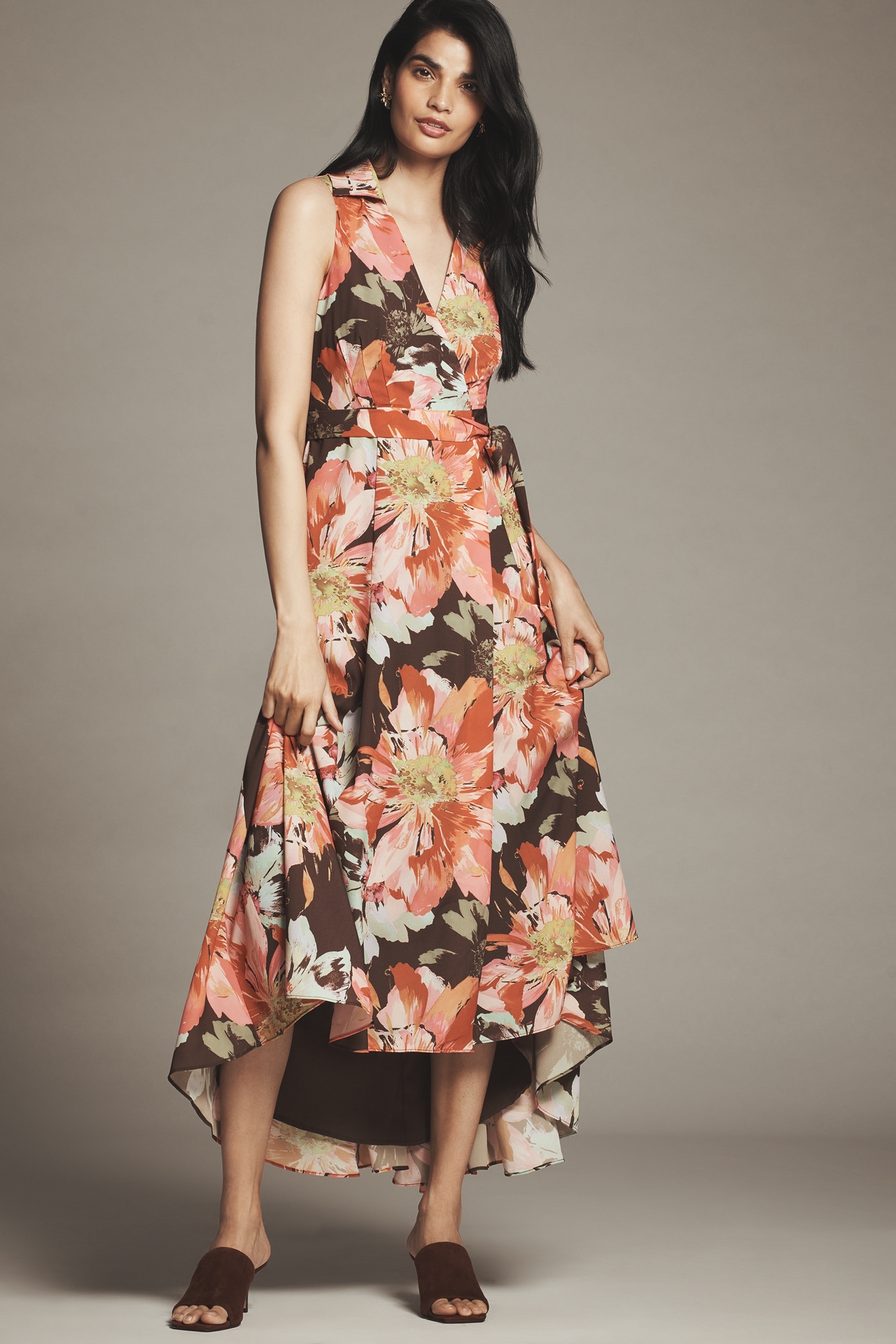 Hutch Velva Sleeveless Collared Wrap Midi Dress