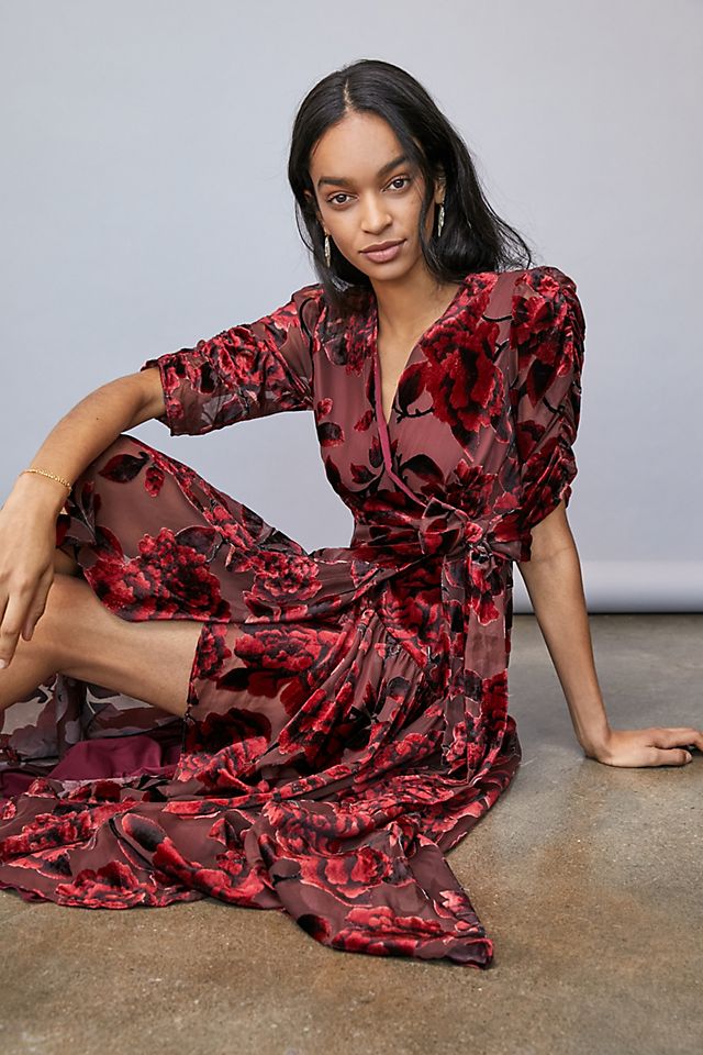 velvet burnout maxi dress BHLDN High-Neck The TALILA Cowl Front Maxi Dress is crafted to flatter with fluid lines and refined simplicity Well Versed Burnout Velvet Maxi