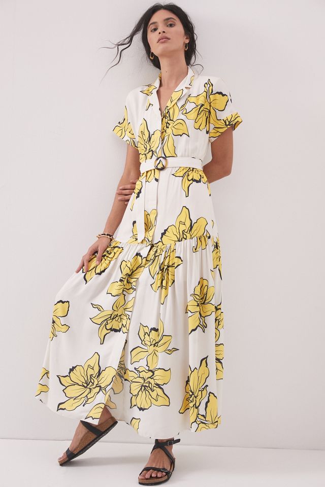 New Anthropologie HUTCH Saskia store Maxi Dress $198 SMALL Yellow Floral