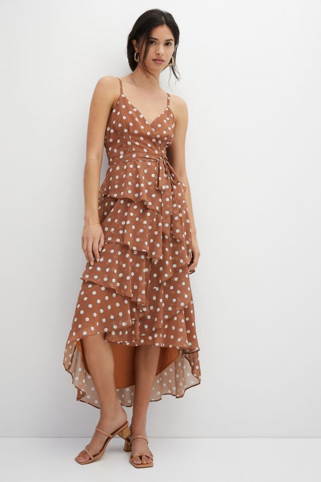 polka dot maxi wrap dress
