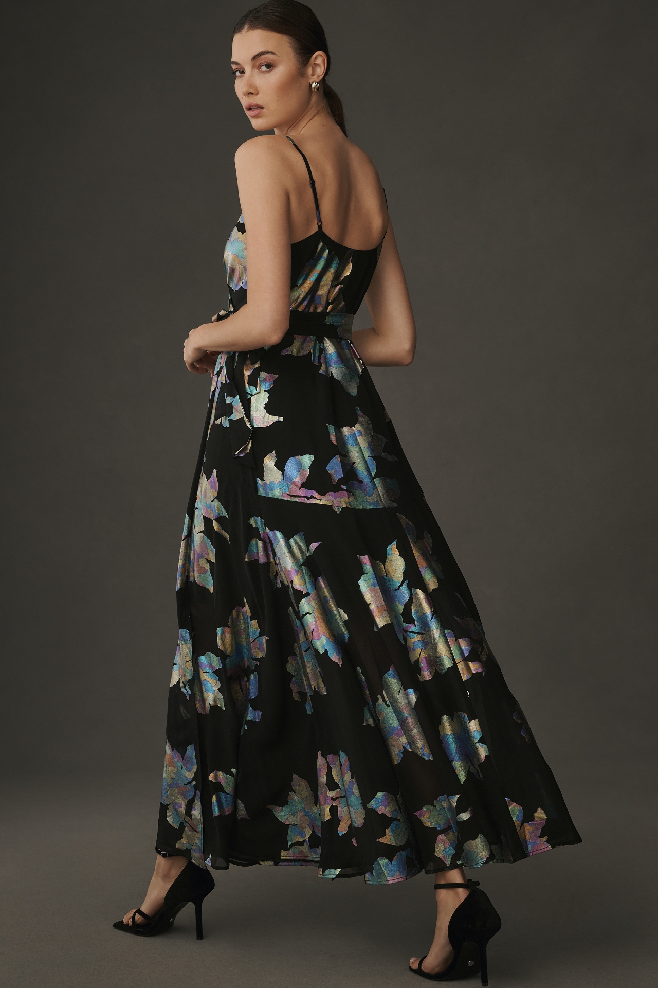 Hutch Iridescent Floral Wrap Maxi Dress