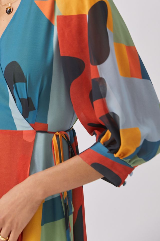 Abstract Wrap Maxi Dress #1