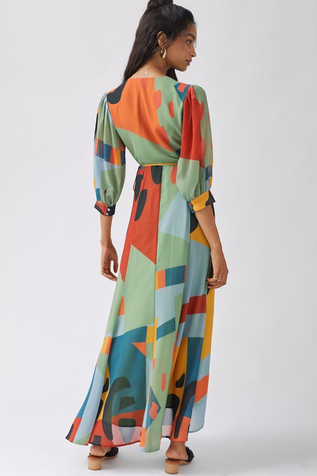 Abstract Wrap Maxi Dress #2