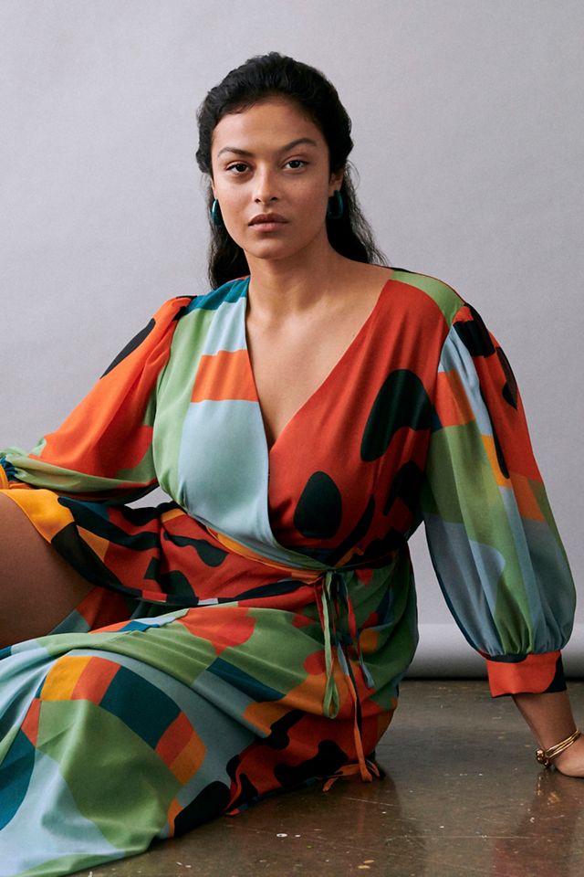 Abstract Wrap Maxi Dress #3