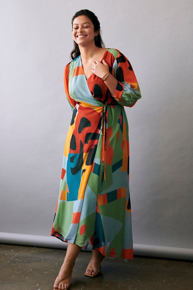 Abstract Wrap Maxi Dress #4