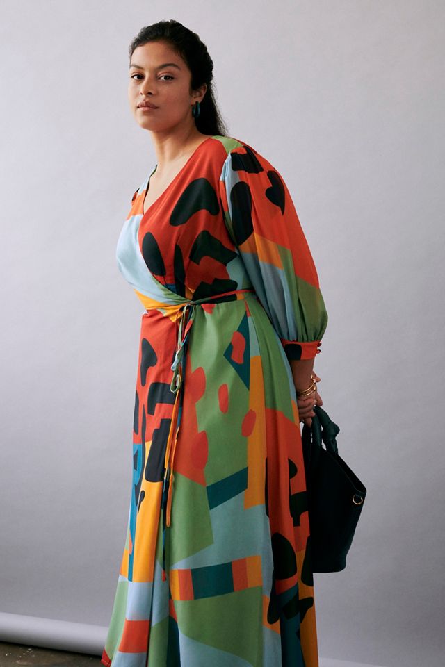 Abstract Wrap Maxi Dress #5