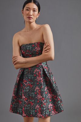 jacquard floral mini dress