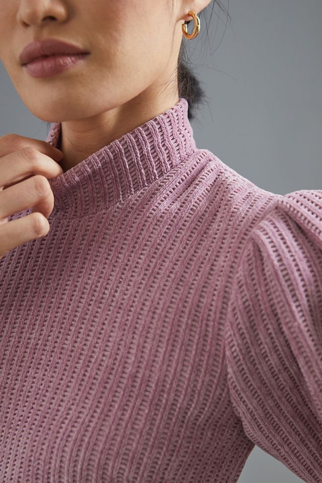 Puff-Sleeved Knit Midi Dress #2