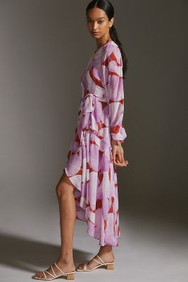 Hutch Geo Wrap Maxi Dress In Pink