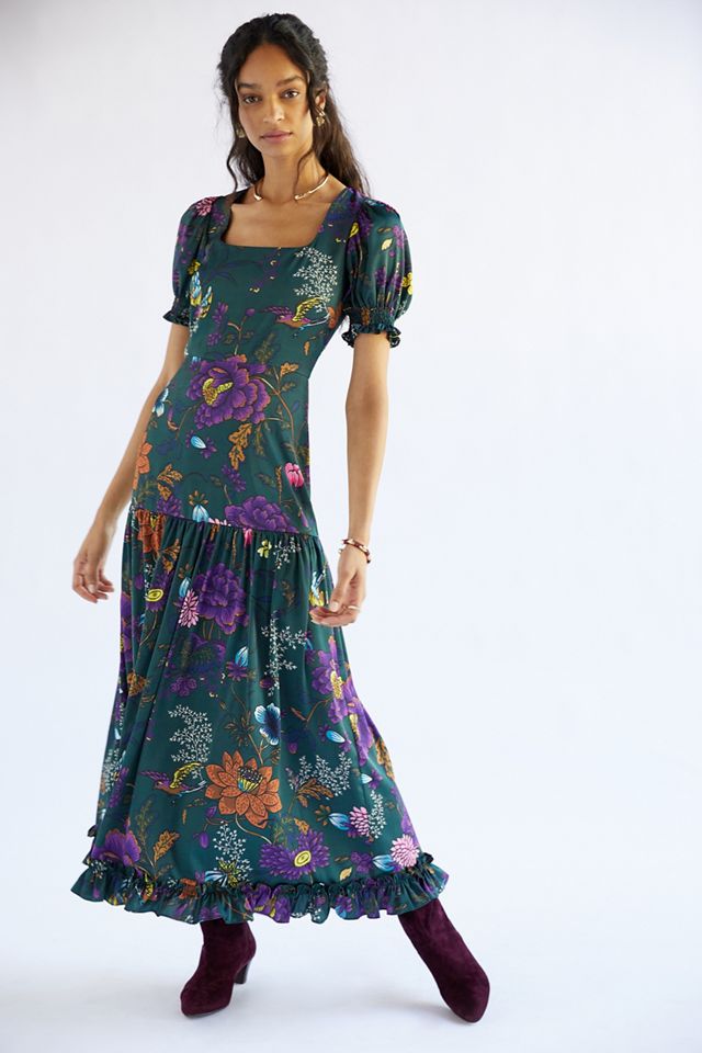 Puff-Sleeved Maxi Dress #1