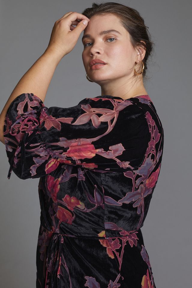 anthropologie velvet wrap midi dress Hutch Velvet Wrap Dress