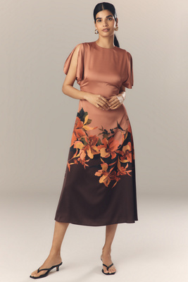 Hutch Raven Short-sleeve Crew-neck Midi Dress In Multi