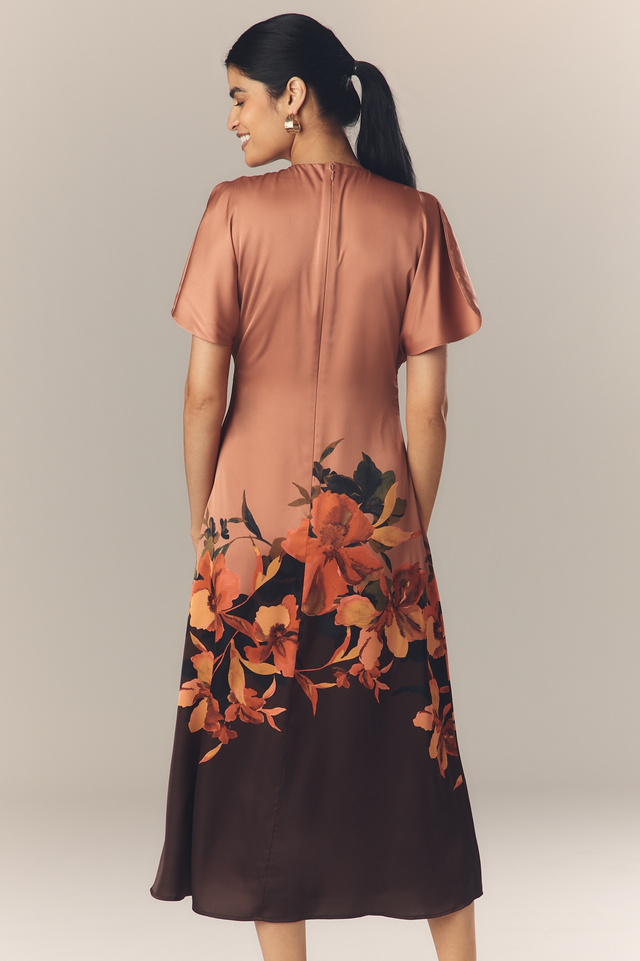 Hutch Raven Short-Sleeve Crew-Neck Midi Dress