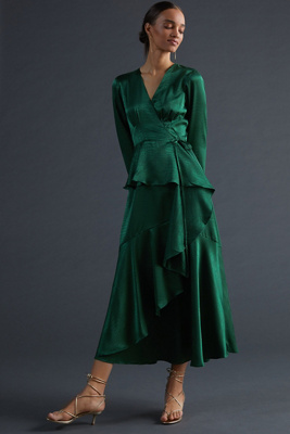 Emerald Wrap Maxi Dress | Anthropologie