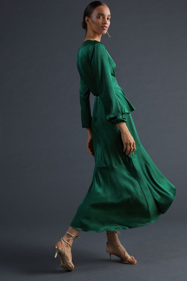 Emerald Wrap Maxi Dress | Anthropologie