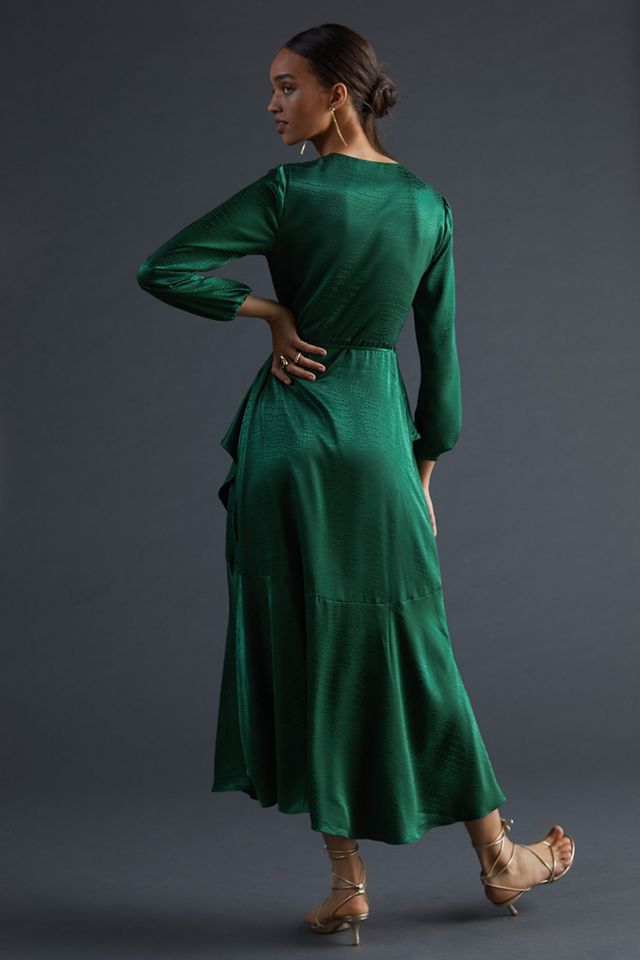 Emerald Wrap Maxi Dress