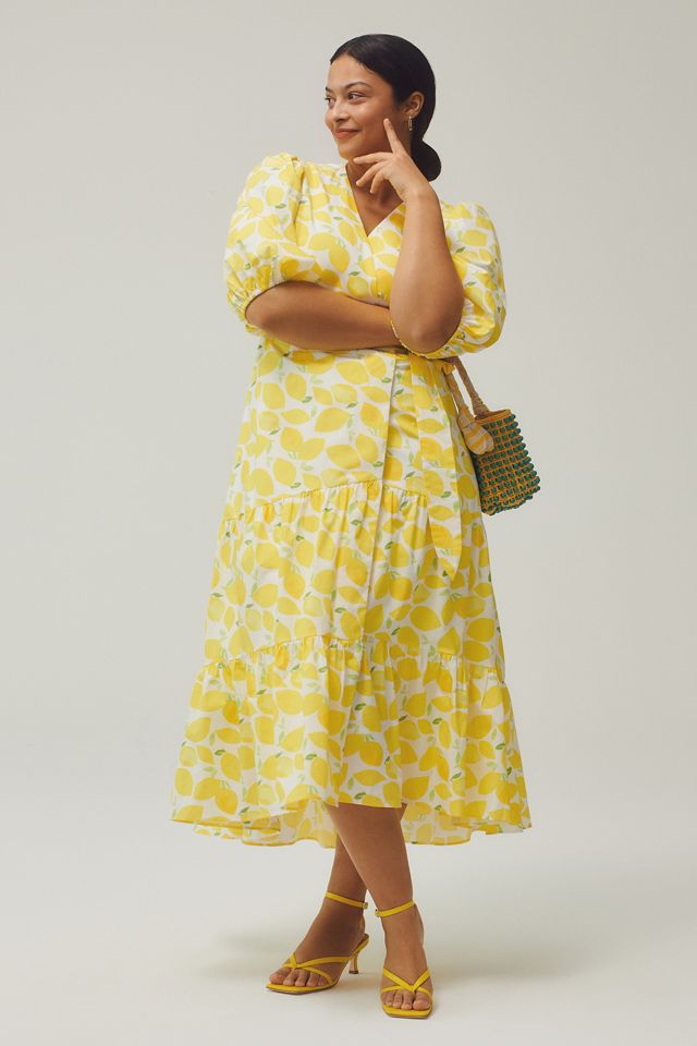 Hutch Tiered Wrap Dress with lemons - Anthropologie