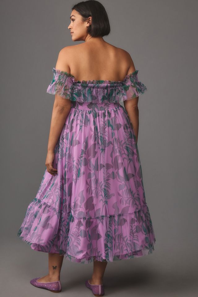 Hutch Plus Off-The-Shoulder Smocked Tiered Midi Dress #1