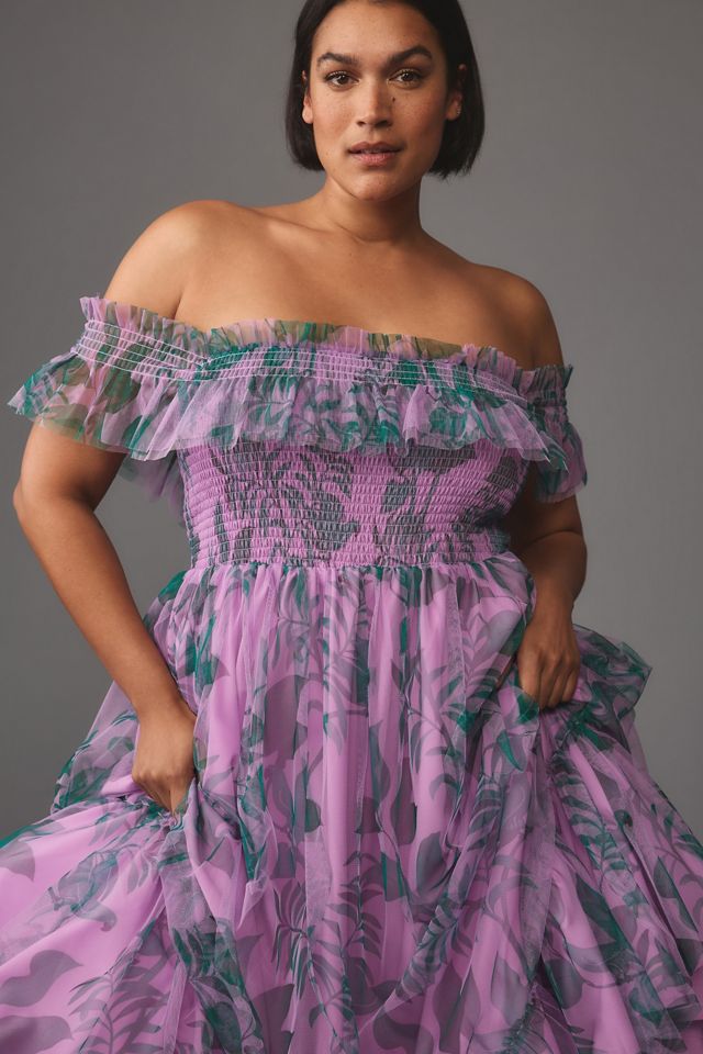Hutch Plus Off-The-Shoulder Smocked Tiered Midi Dress #2