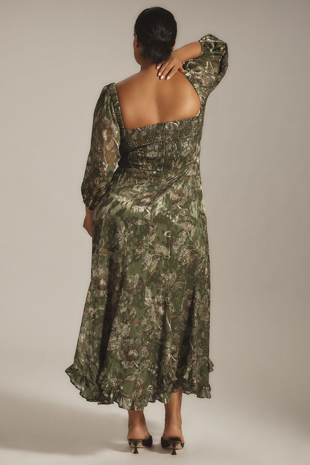 Hutch Printed Twist-Front Puff-Sleeve Ruffle-Hem Dress #2