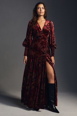 Anthropologie velvet shop wrap dress