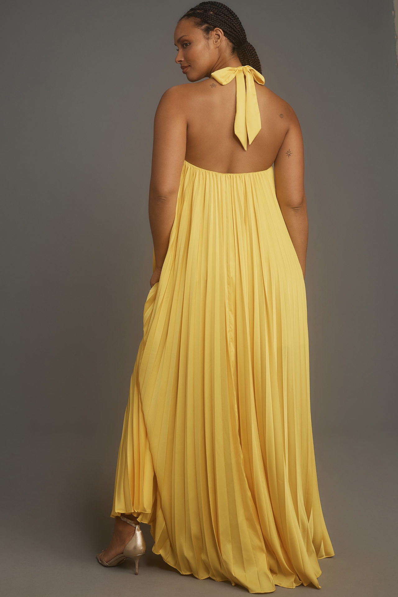 Hutch Halter Pleated Maxi Dress