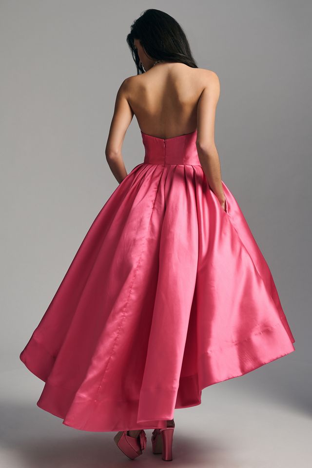Hutch Sabrina Strapless V-Neck Pleated High-Low Gown #2