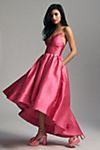 Hutch Sabrina Strapless V-Neck Pleated High-Low Gown #1