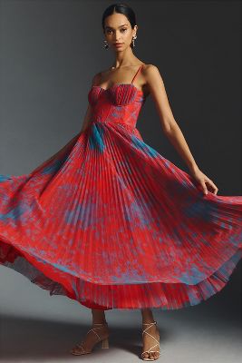Hutch Pleated Sweetheart Dress In Pink