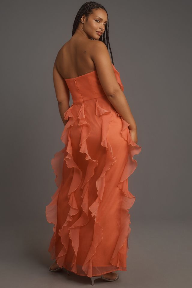 Hutch Strapless Tiered Tulle Maxi Dress | Anthropologie