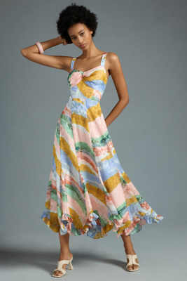 midi ruffle tiered dress Made For You Tiered Ruffle Midi Dress Blue