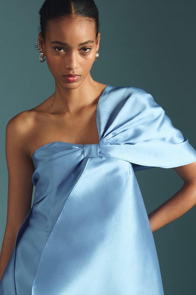 Hutch One-Shoulder Bow Train Mini Dress #3