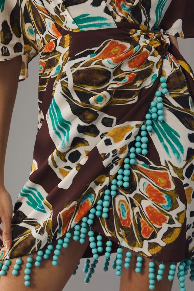 anthropologie beaded wrap dress Beaded Wrap Midi Dress