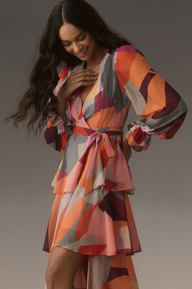 long sleeve fall floral maxi dress Casarile Red Floral Print V-Neck Balloon Sleeve Maxi Dress – Club L London