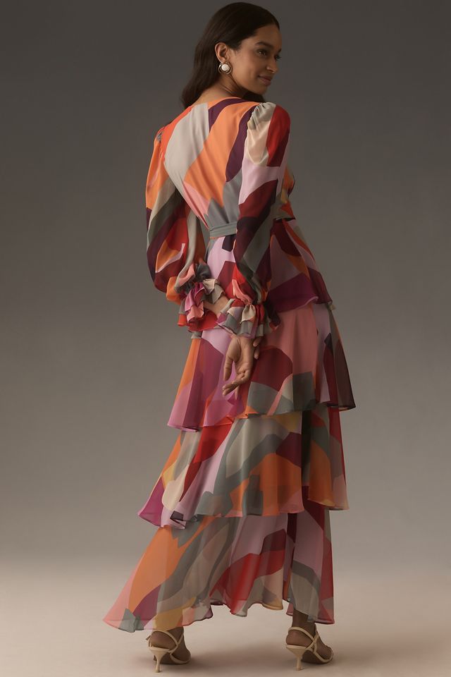 Hutch Long-Sleeve V-Neck Wrap Maxi Dress | Anthropologie