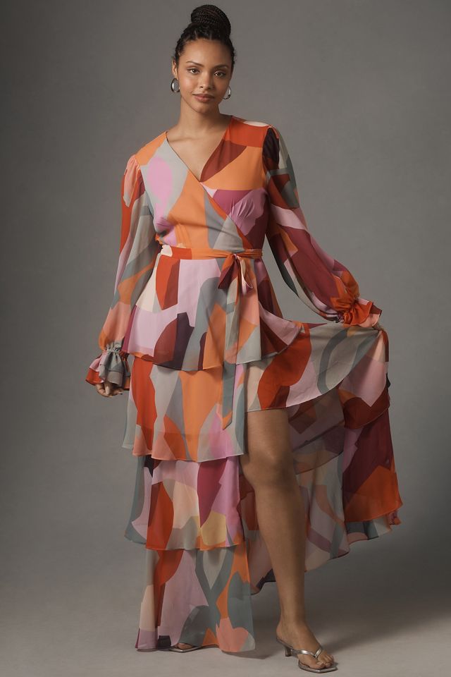Hutch Long-Sleeve V-Neck Wrap Maxi Dress | Anthropologie